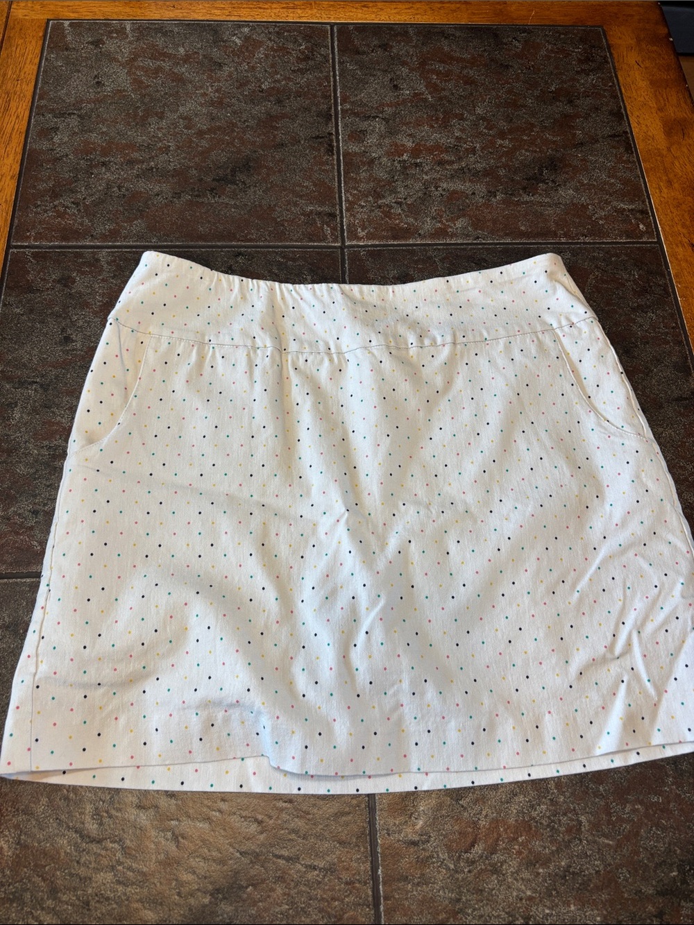 Zac & Rachel White Mini Skirt with Multicolor Dot Print